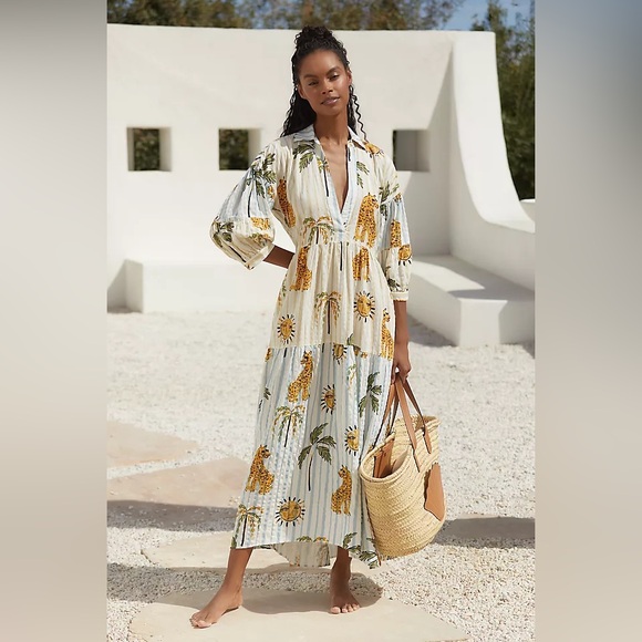 Anthropologie Dresses & Skirts - ‼️RARE‼️🎸ANTHROPOLOGIE🎸🔥NWT🔥Carolita Printed Tiered Shirt Dress (Artist Ed.)—XS